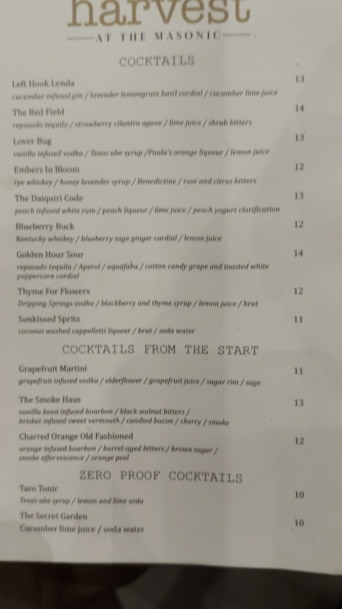 Menu Harvest At The Masonic-9